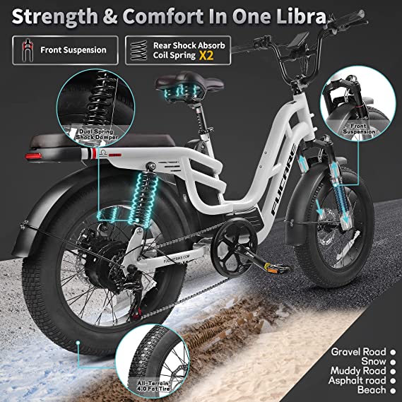 Fucare Libra Electric Bike , All Terrain, Fat Tire 20" 4.0" 750W 15Ah 31Mph 48V