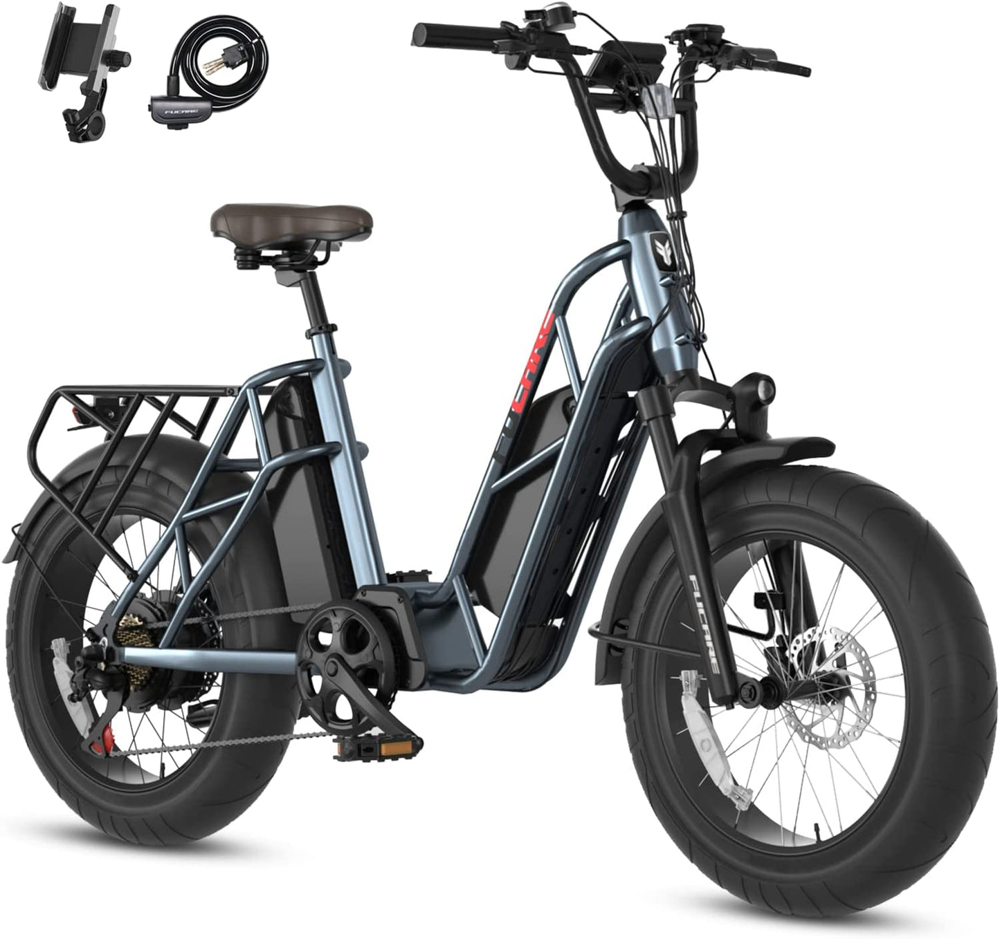 FUCARE Gemini 750W Electric Bike; 20''  4.0" Fat Tire; 48V 20.8 AH Dual Removable Lithium Battery;28MPH Max Speed; 5.3" LCD Display