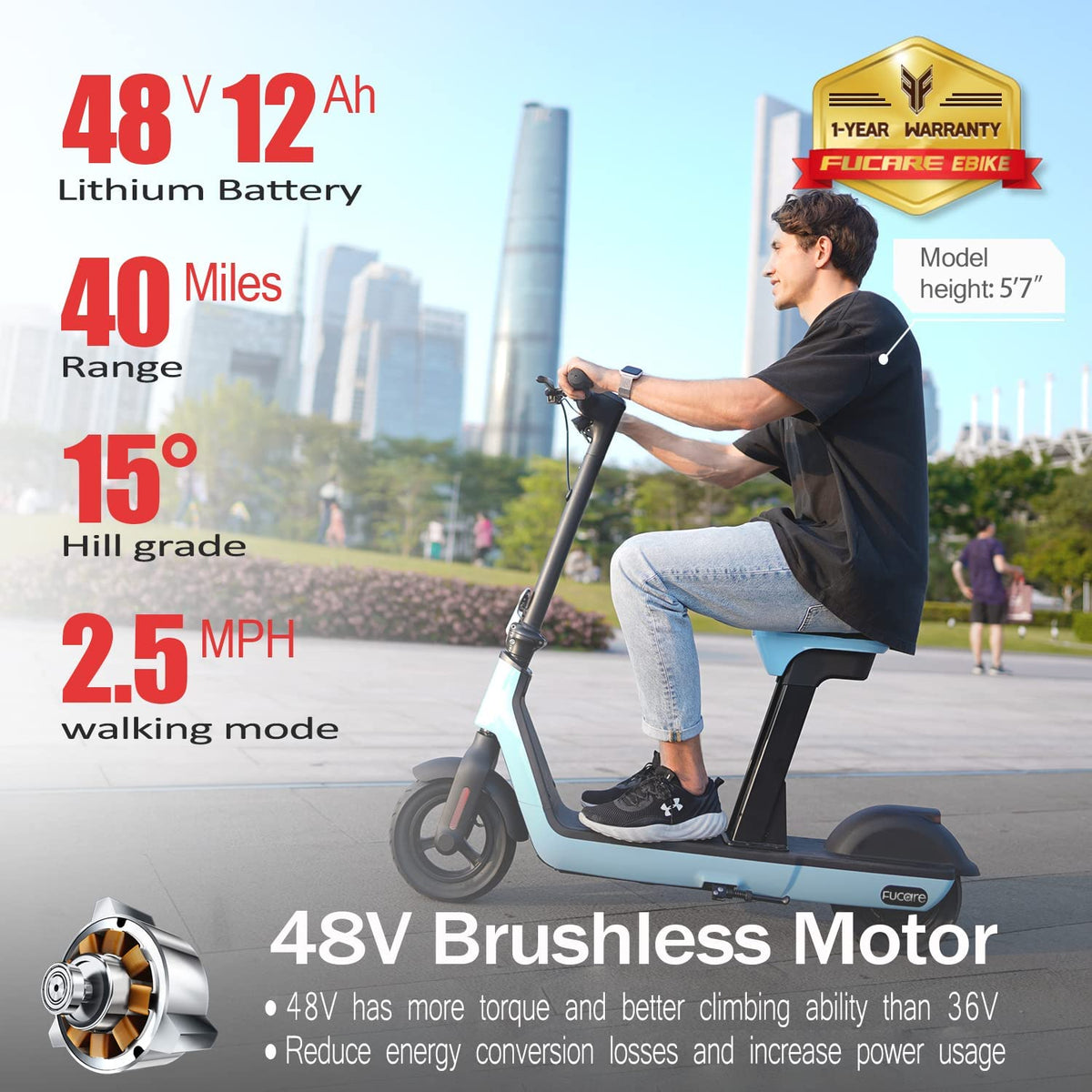 FUCARE HU3 PRO SEATED ELECTRIC SCOOTER MINI BIKE. Demo