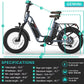 FUCARE Gemini 750W Electric Bike; 20''  4.0" Fat Tire; 48V 20.8 AH Dual Removable Lithium Battery;28MPH Max Speed; 5.3" LCD Display